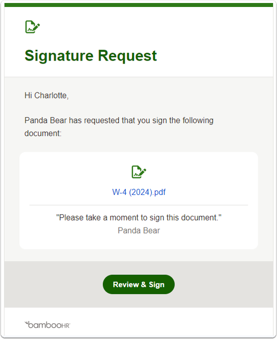 Notification of Document to Sign