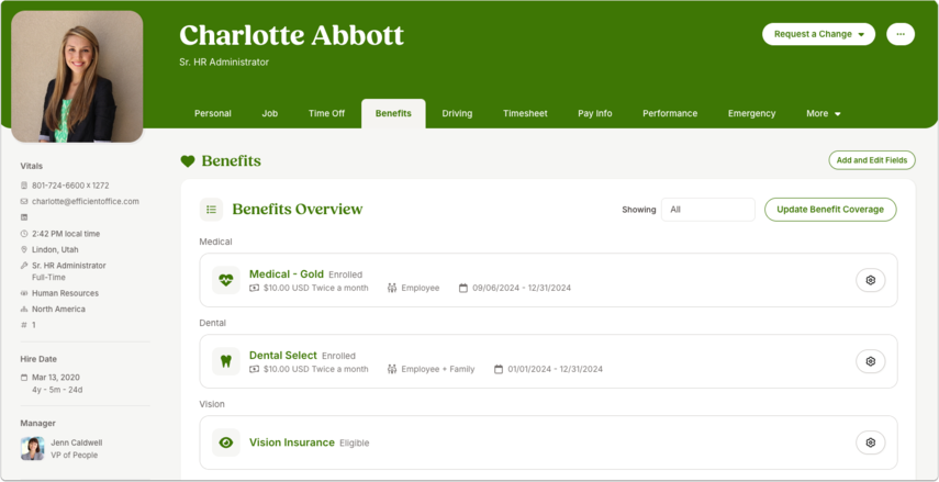Charlotte Abbott - Benefits