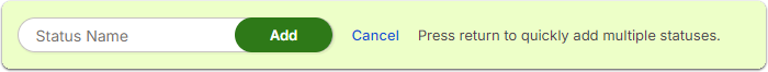 Screenshot showing the text entry field for typing in a custom status and a button to save it.