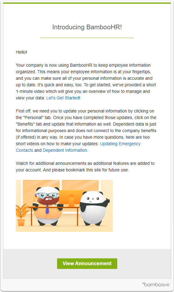 Announcement from Olivia Sterling - smiller@bamboohr.com - BambooHR Mail