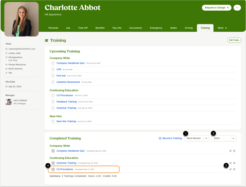 Charlotte Abbot - Training