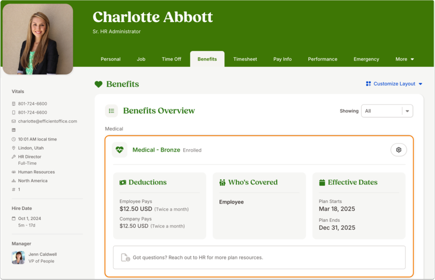 Charlotte Abbott - Benefits