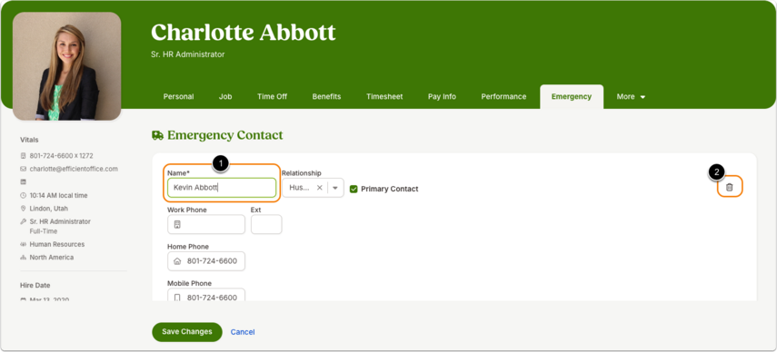 Charlotte Abbott - Emergency Contacts