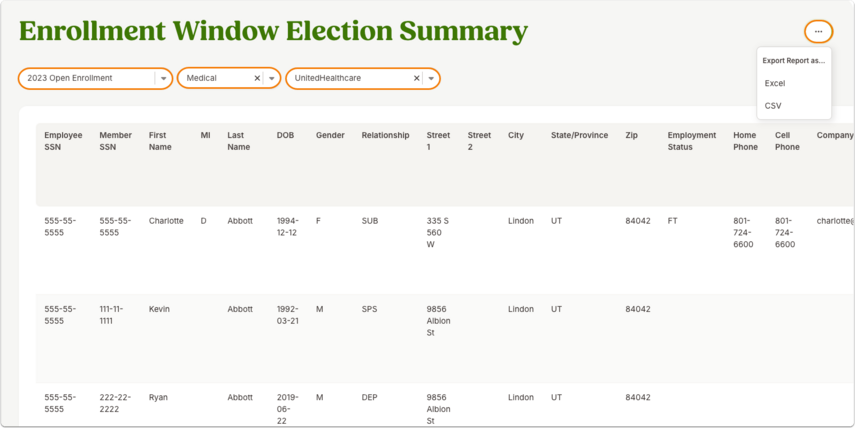 Enrollment Window Election Summary