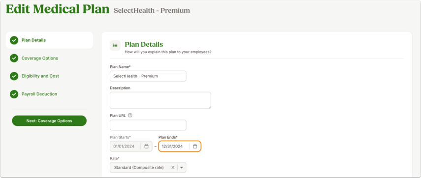 Edit Medical Plan