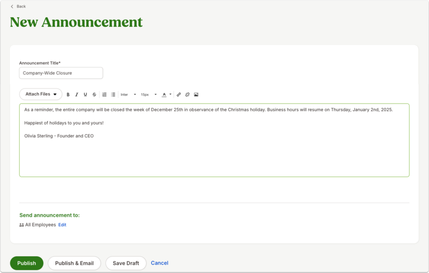 Add a new announcement