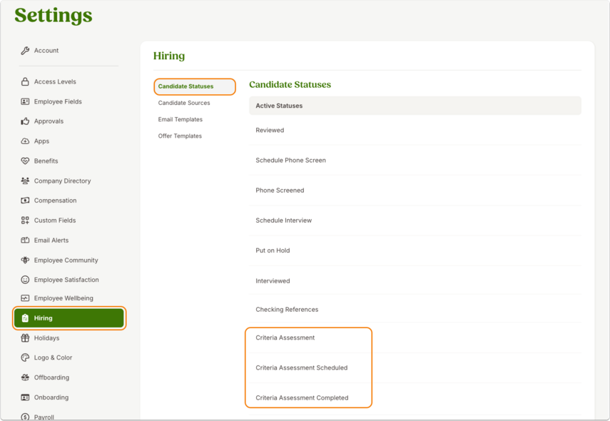 Candidate Statuses