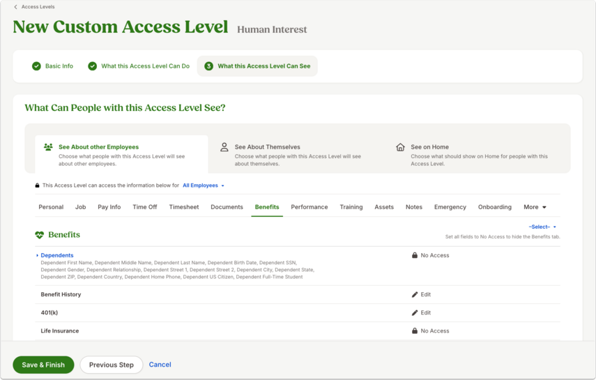 New Custom Access Level