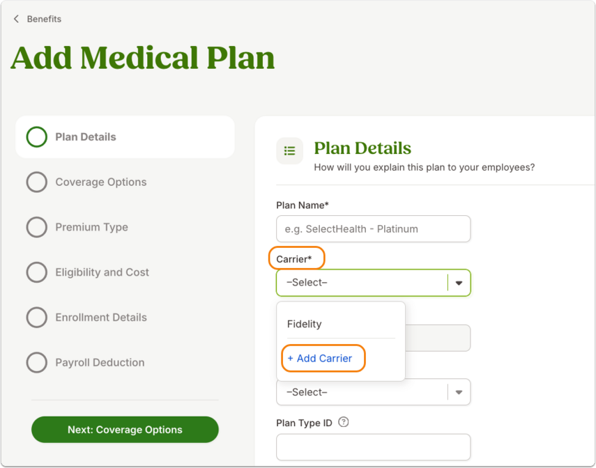 Add Medical Plan