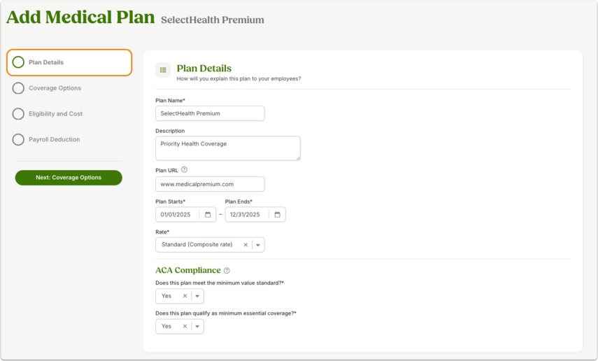 Add Medical Plan