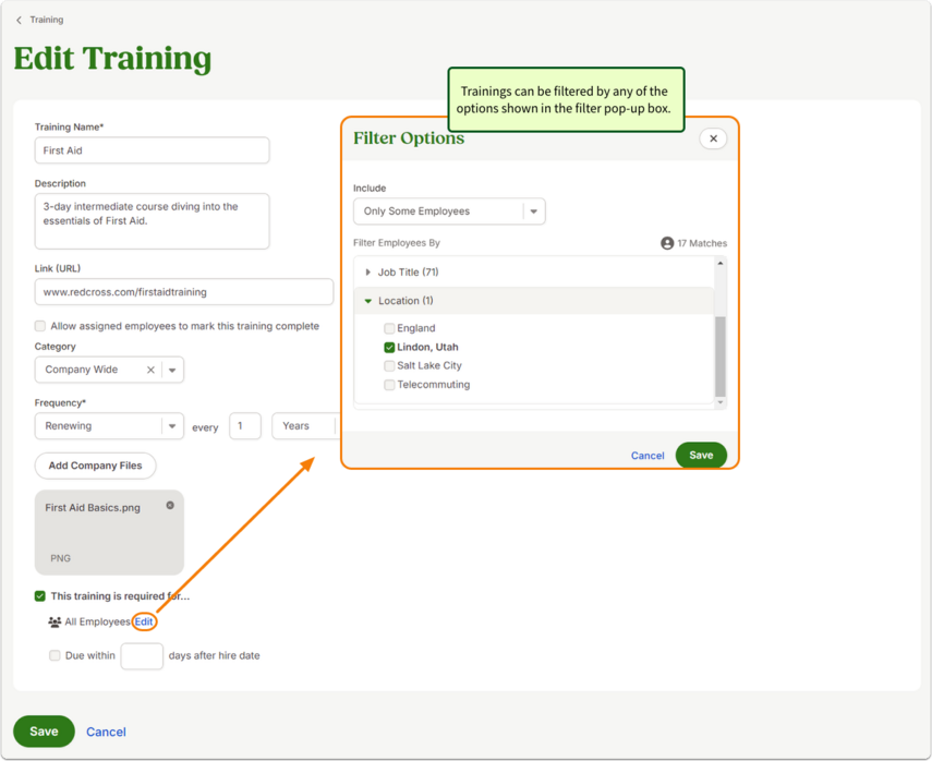 Optional or Filtered Training