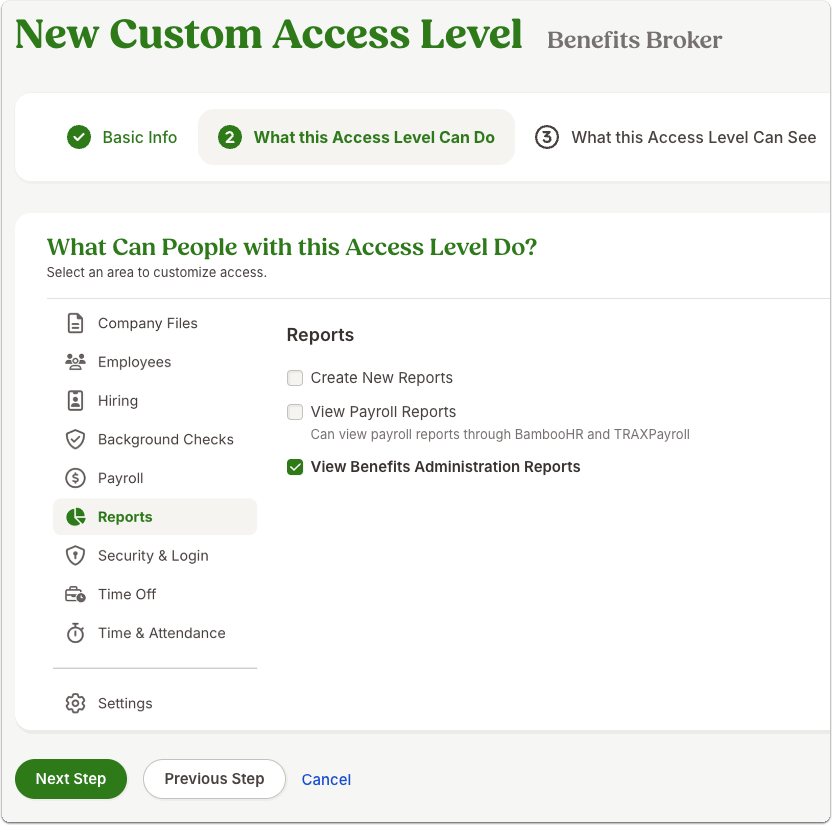 New Custom Access Level