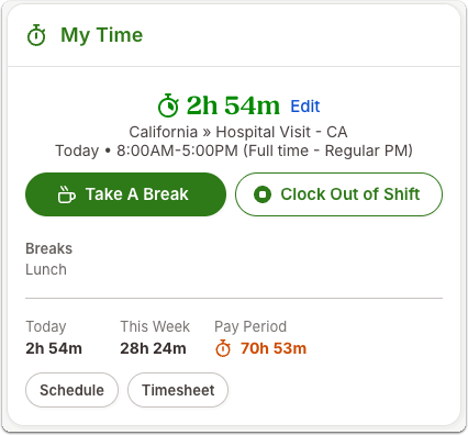This image shows the My Time widget.